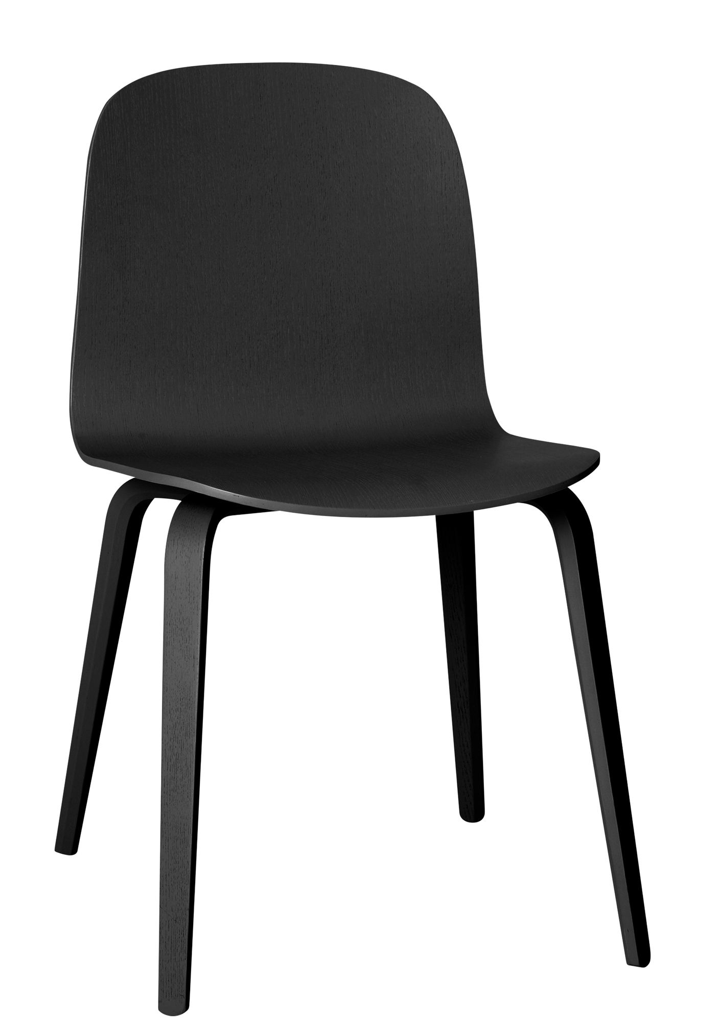 Schwarzer Muuto Visu Chair Holzstuhl mit minimalistischem Design und klarer Linienführung für Esszimmer und Büro.