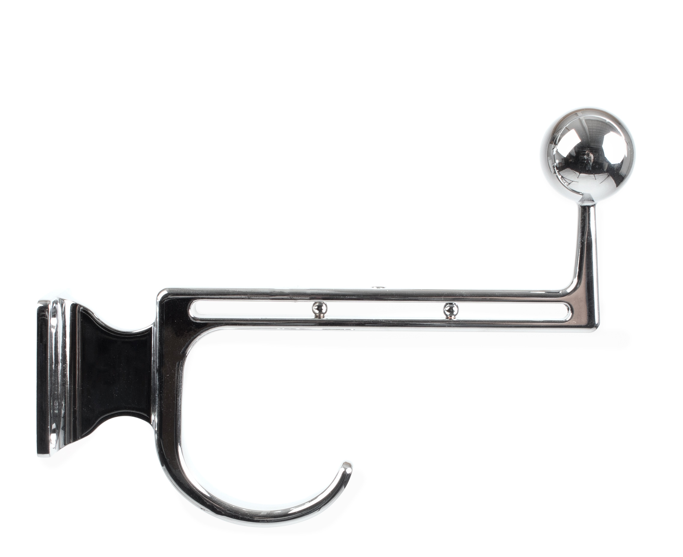 Silberner Garderobenhaken von Volker Lang, groß, aus Metall mit Kugel, für Wandmontage.