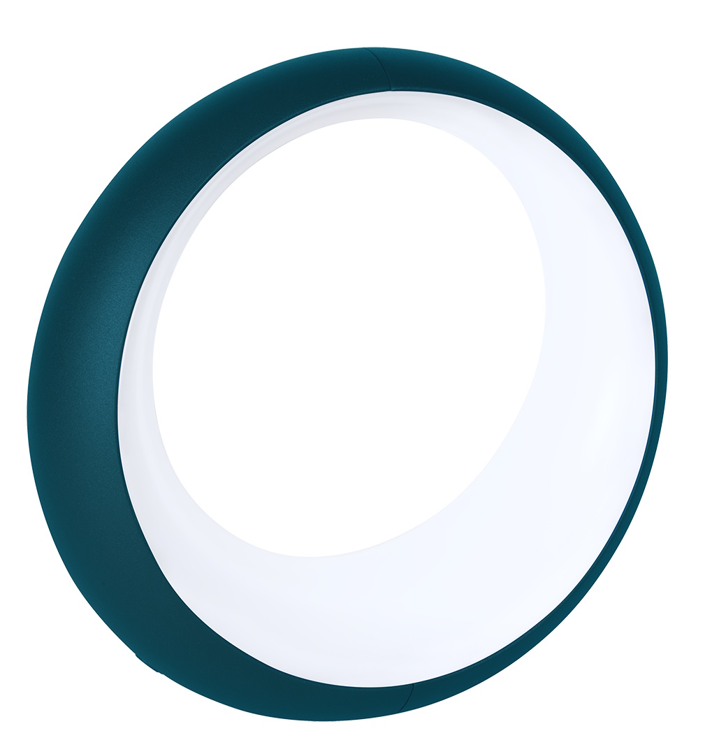 Hoopik Tischleuchte von Fermob in Blau: Moderne, ringförmige Lampe für Innenräume.