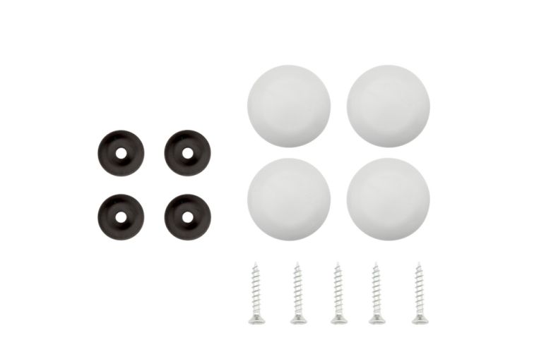 Bild von Gleitern, Unterlegscheiben und Schrauben für Thonet Holzstühle, Stuhlgleiter zum Schrauben.