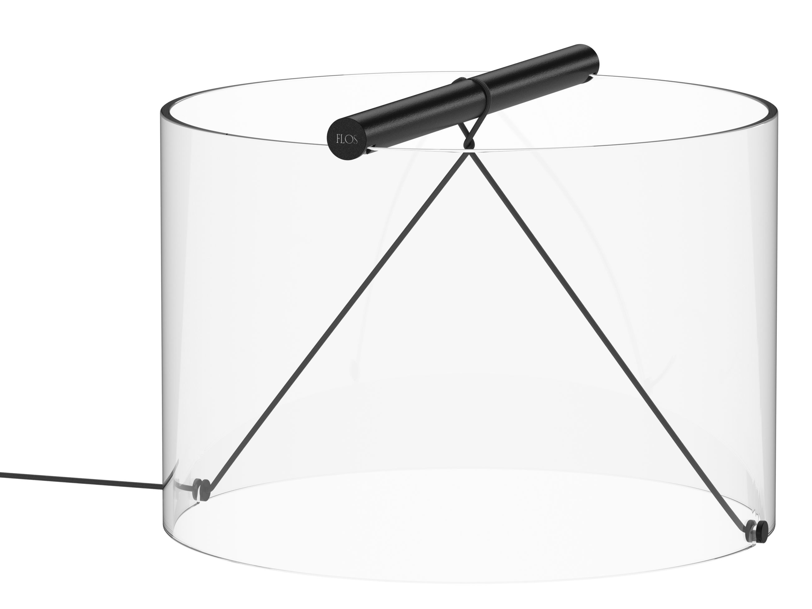 Nahaufnahme der modernen Flos To-Tie T3 LED Tischleuchte in Schwarz eloxiert.