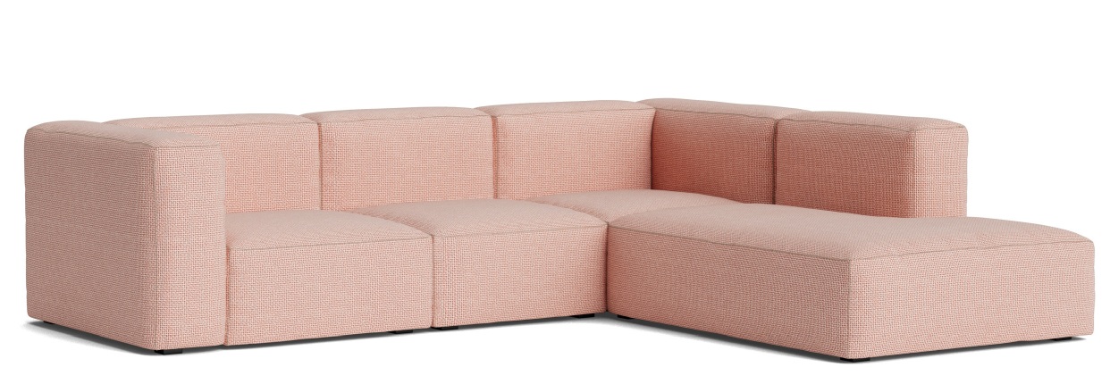 Mags Soft Sofa Corner Combination 2 Armlehne rechts Hay Stoff Tartaglia Rot/Weiß mit Beige Stich