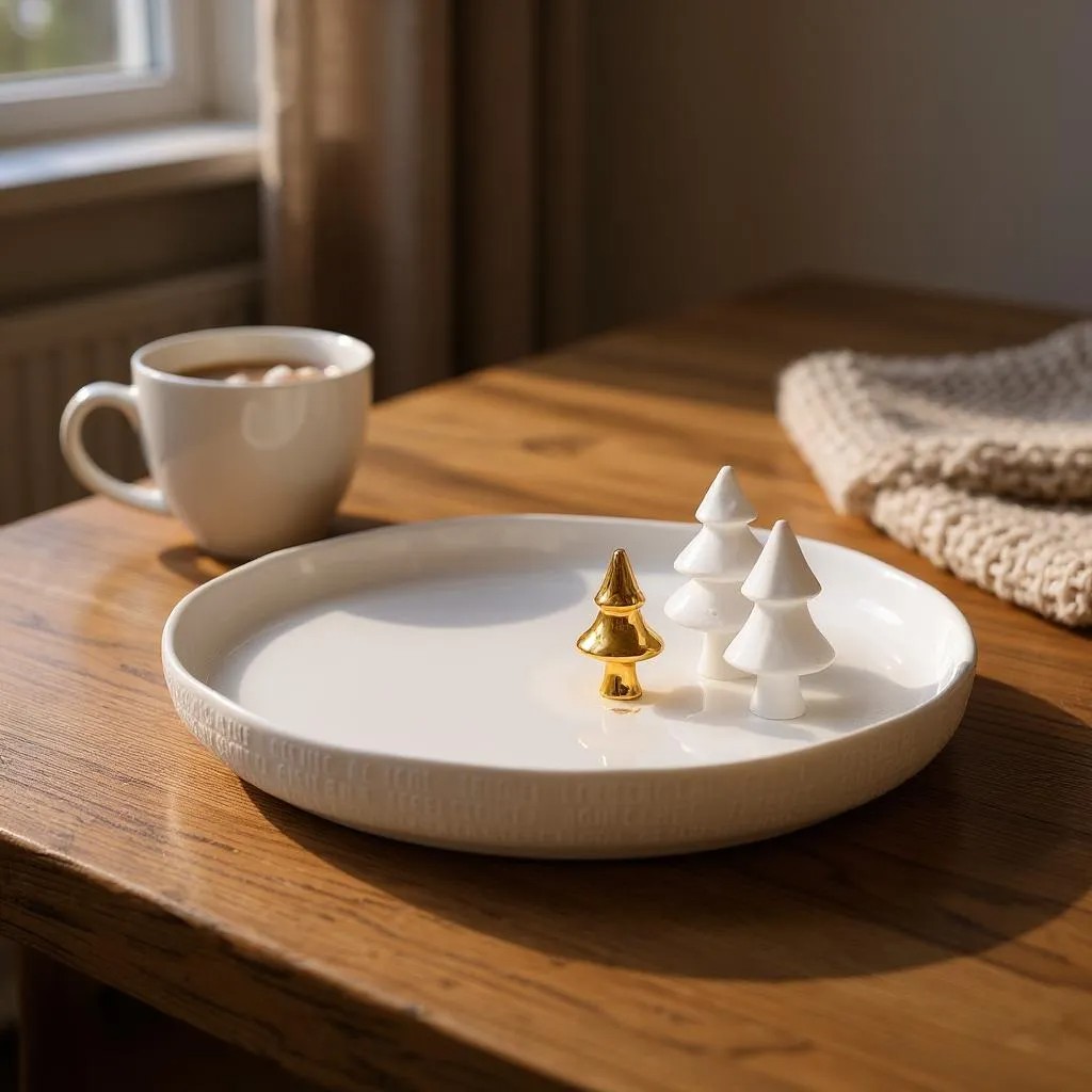 Porzellangeschichten Teller Tannenbäume Räder