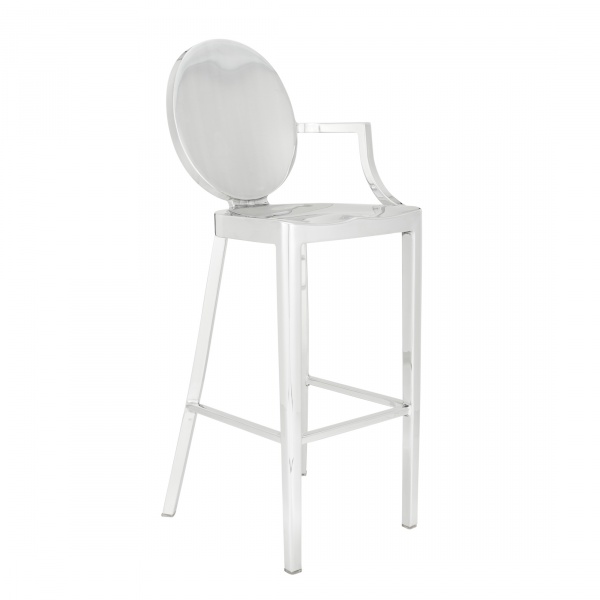Kong Bar Stool von Emeco: Moderner, transparenter Barhocker mit Armlehnen und runder Rückenlehne.
