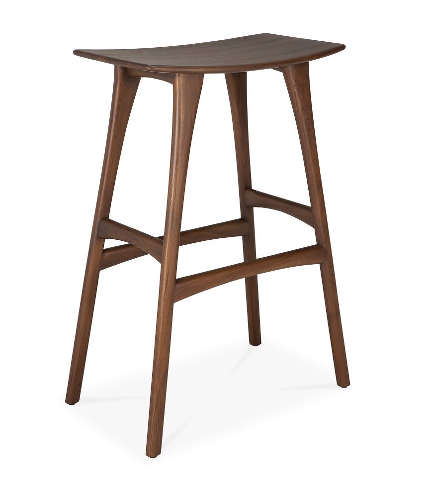 Osso Barhocker aus Teakholz in Dunkelbraun von Ethnicraft: Moderner, minimalistischer Hocker für die Küche.