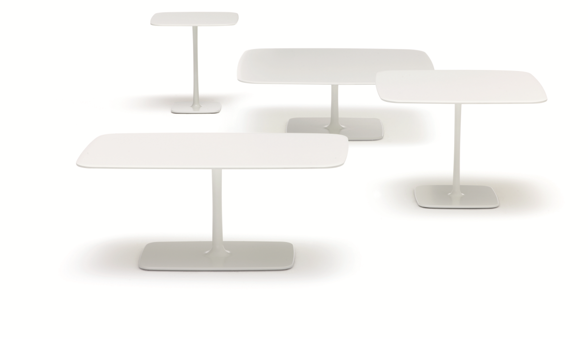 Weißer Jalis Beistelltisch von Cor in verschiedenen Größen, moderne Wohnzimmermöbel, quadratische Tischplatte.