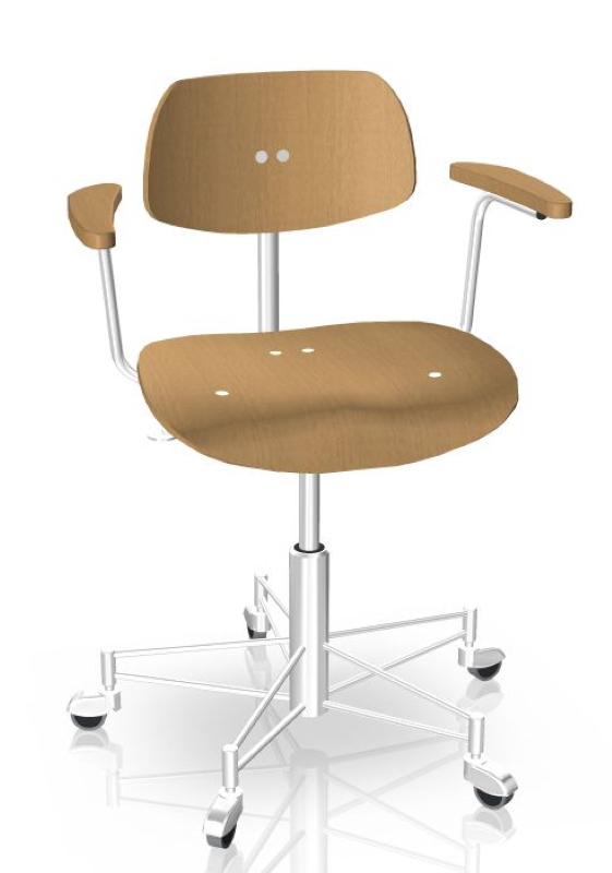 SBG 197 R Drehstuhl Wilde+Spieth  Eiche klar lackiert - Chrom - mit Armlehne