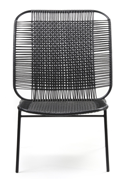 Schwarzer Cielo Lounge Chair von ames für den Außenbereich, hoch, mit geflochtener Sitzfläche.