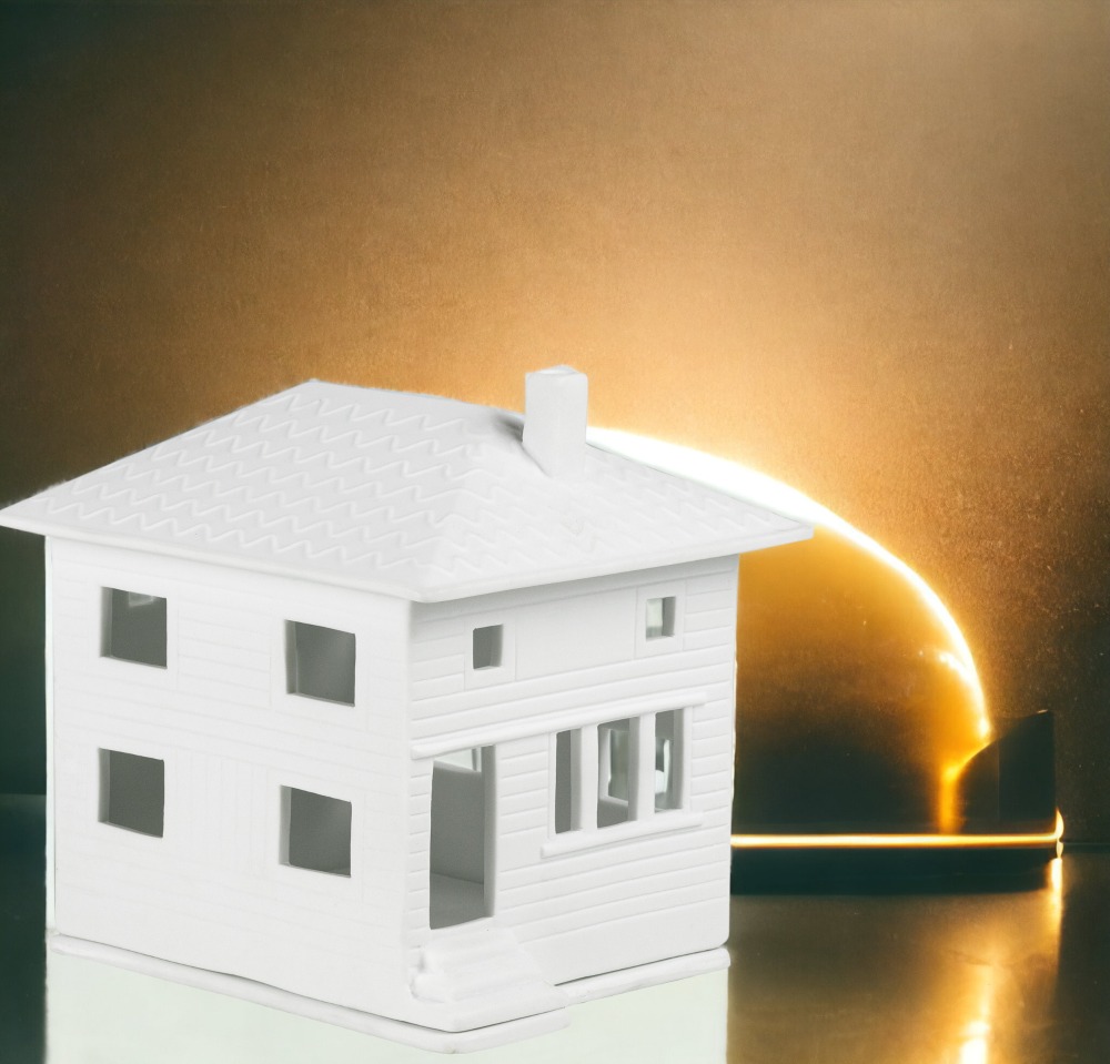 Weißes Lichthaus im Stadtvilla-Stil von Räder, dekoratives Wohnaccessoire für stimmungsvolle Beleuchtung im Innenbereich.