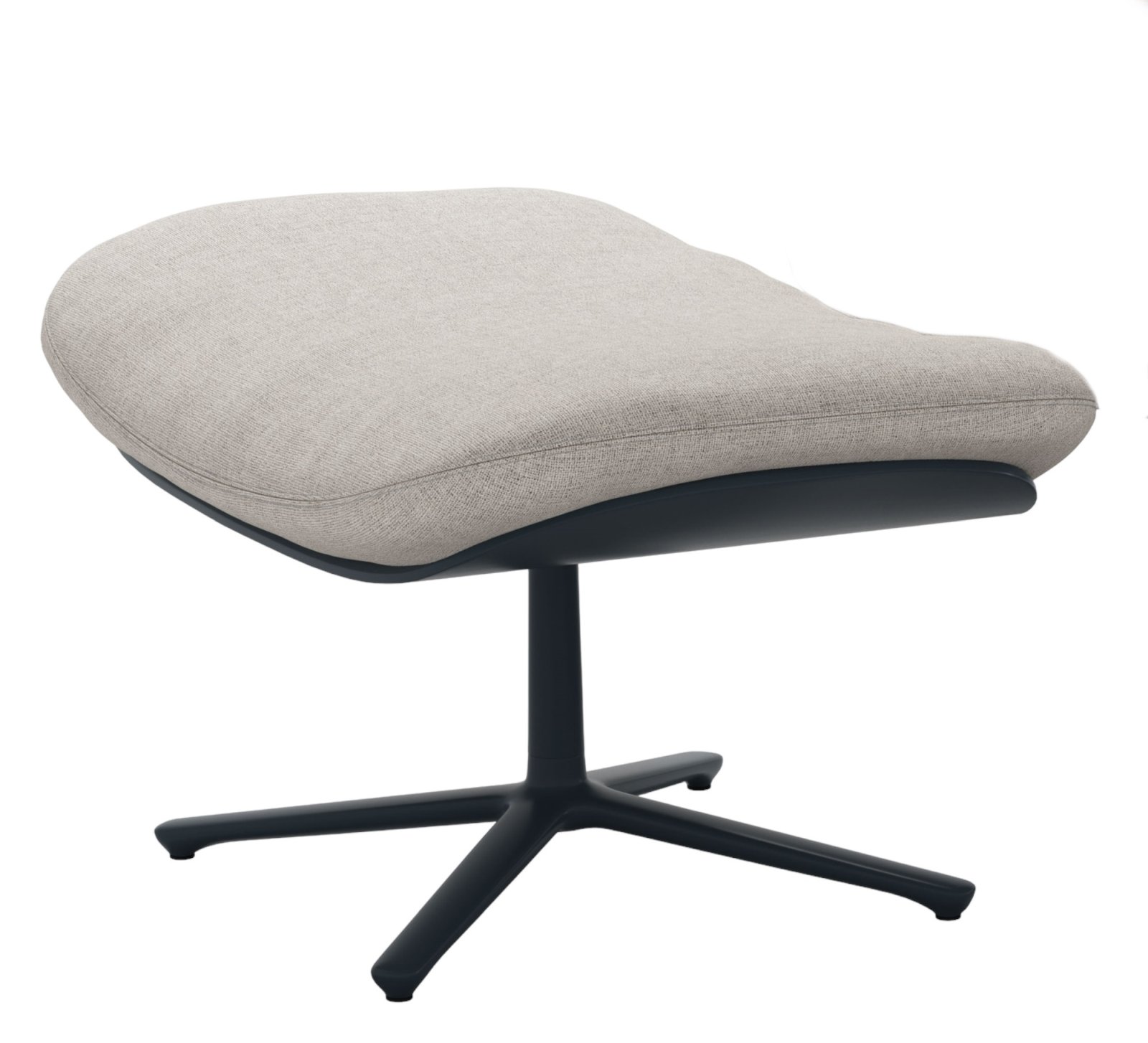 Beiger Shrimp Ottoman Hocker mit schwarzem Fußkreuz, moderner Fußhocker für Wohnzimmer und Büro.