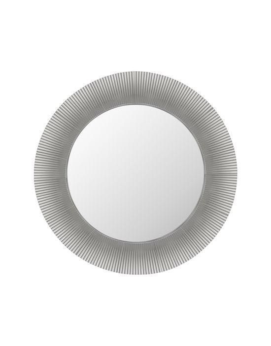 Runder All Saints Spiegel von Kartell mit geriffeltem, silberfarbenem Rahmen für die Wand.