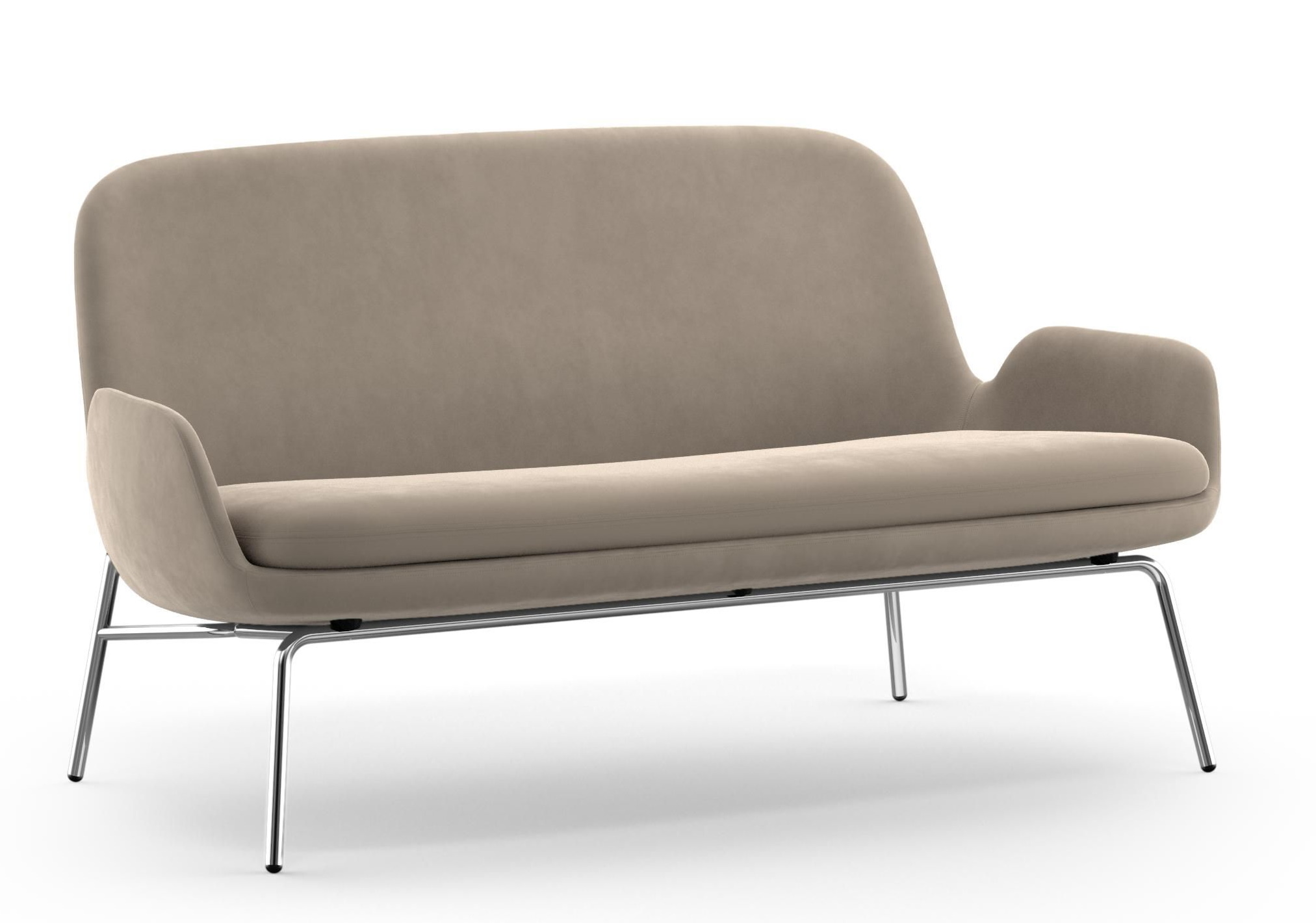 Beige Era Sofa von Normann Copenhagen mit Chromgestell, modernes skandinavisches Design.