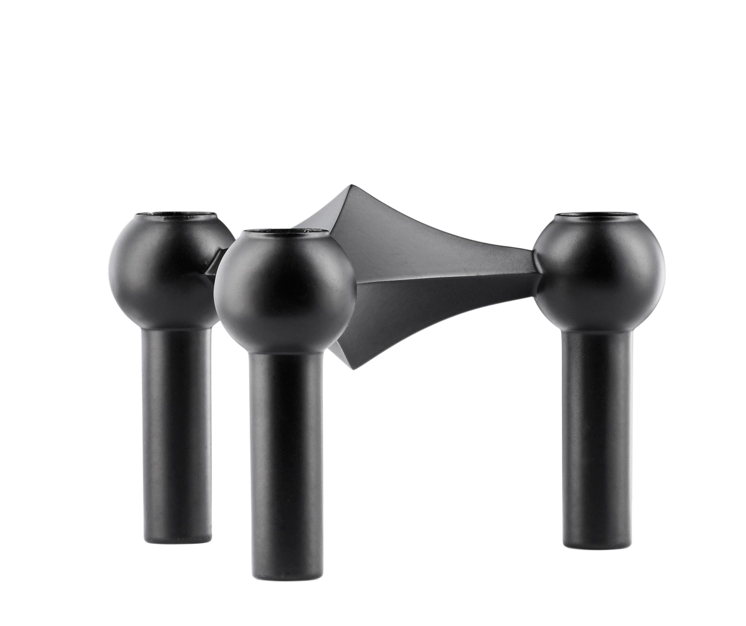 Schwarzer Kerzenständer 3er Set im Stoff Nagel Design für drei Kerzen. Dekorative Wohnaccessoires.