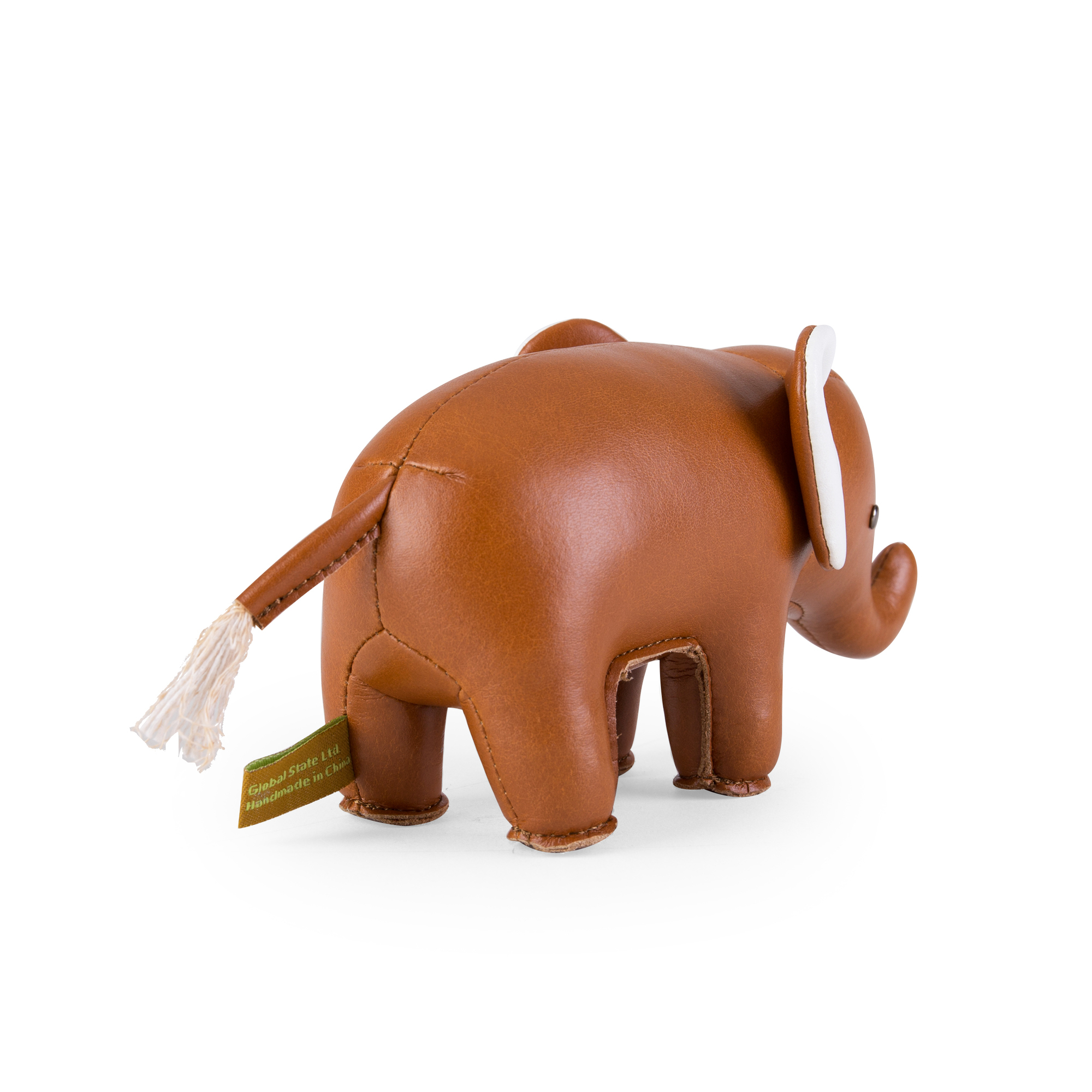 Briefbeschwerer Züny Elefant aus Kunstleder in Braun und Weiß, dekoratives Accessoire für Schreibtisch.