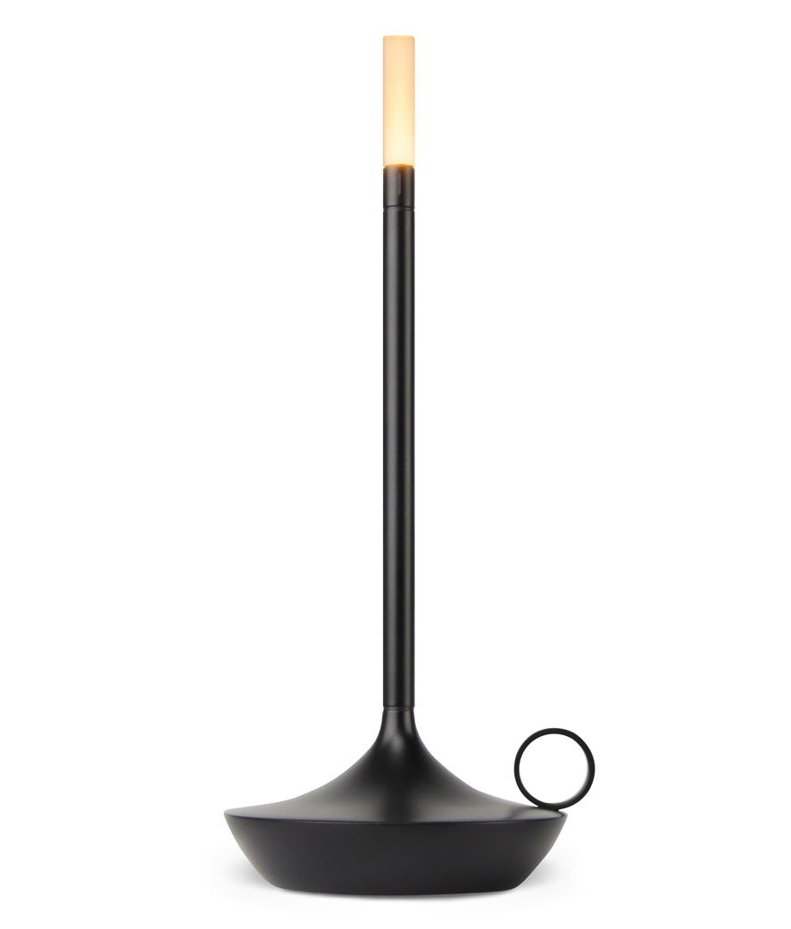 Schwarze Graypants Wick Akkuleuchte: Moderne LED Tischleuchte mit USB-Anschluss für Innenräume.