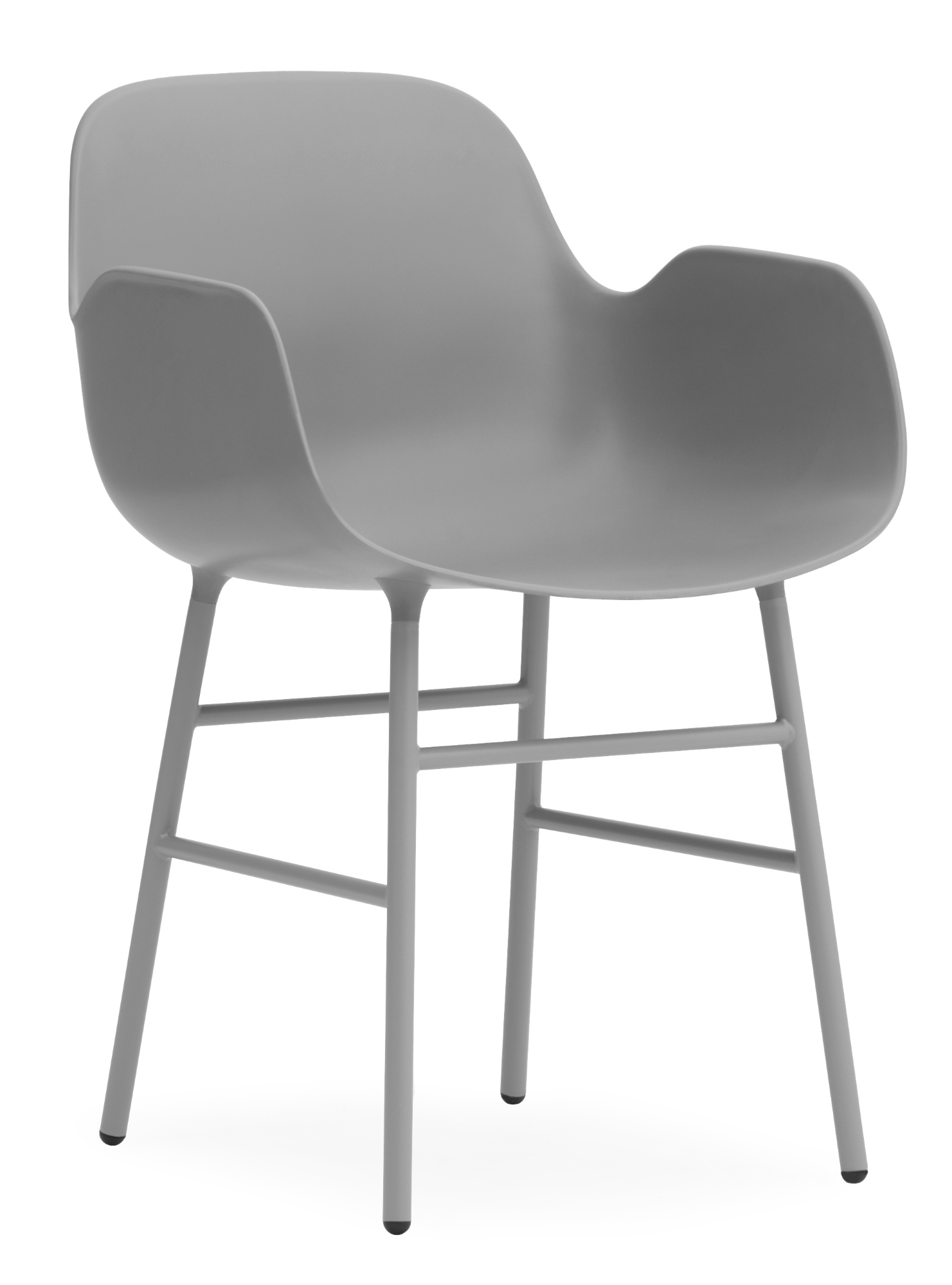 Grauer Form Armchair Lehnstuhl von Normann Copenhagen mit Stahlbeinen, moderner Designstuhl für Wohnzimmer.