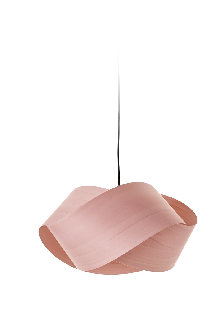 Nut Suspension Pendelleuchte Kabel und Baldachin in schwarz Schirm in Hellrosa LZF Lamps