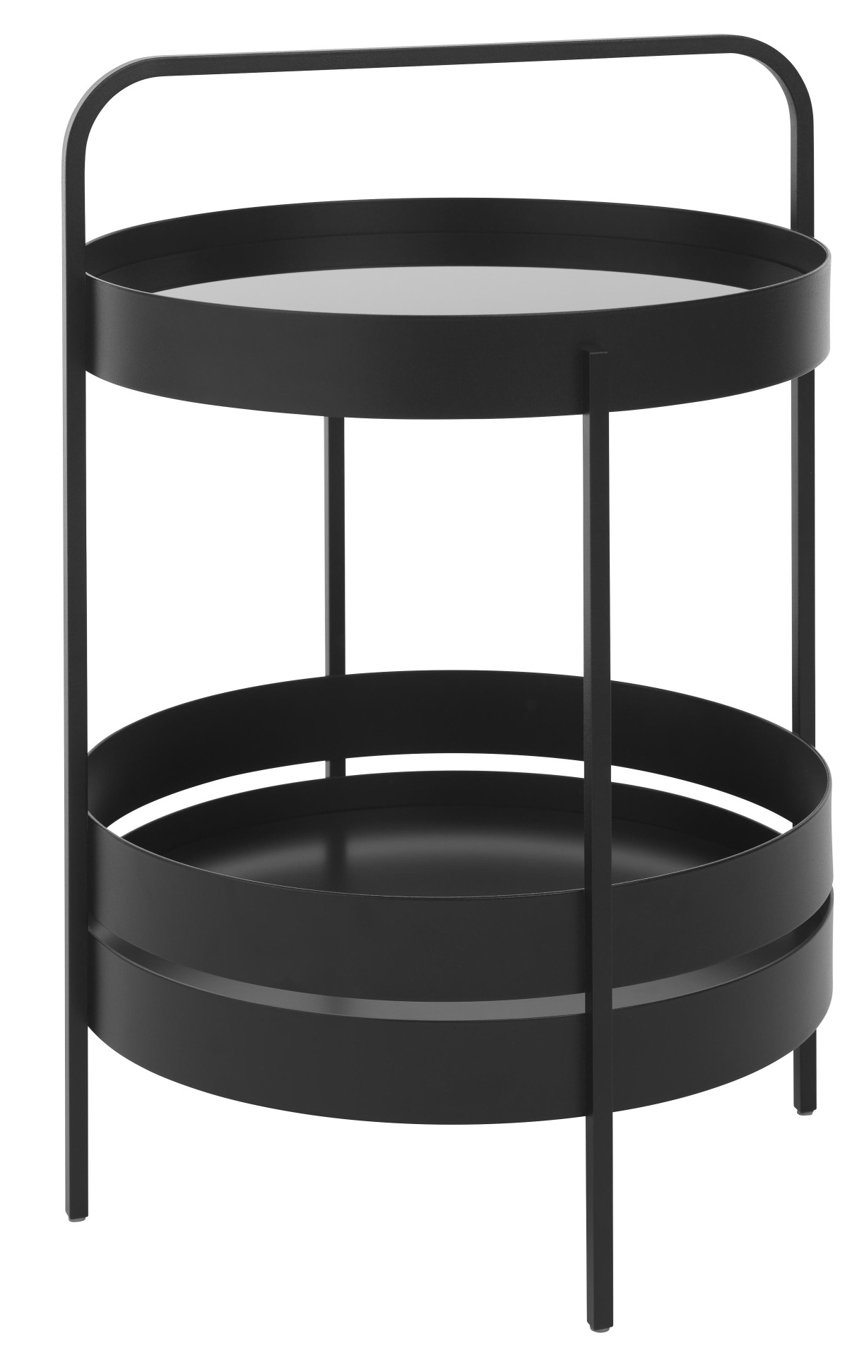Schwarzer Schönbuch Beistelltisch Albert mit zwei Ablageflächen und Griff, modernes Design für Wohnzimmer.