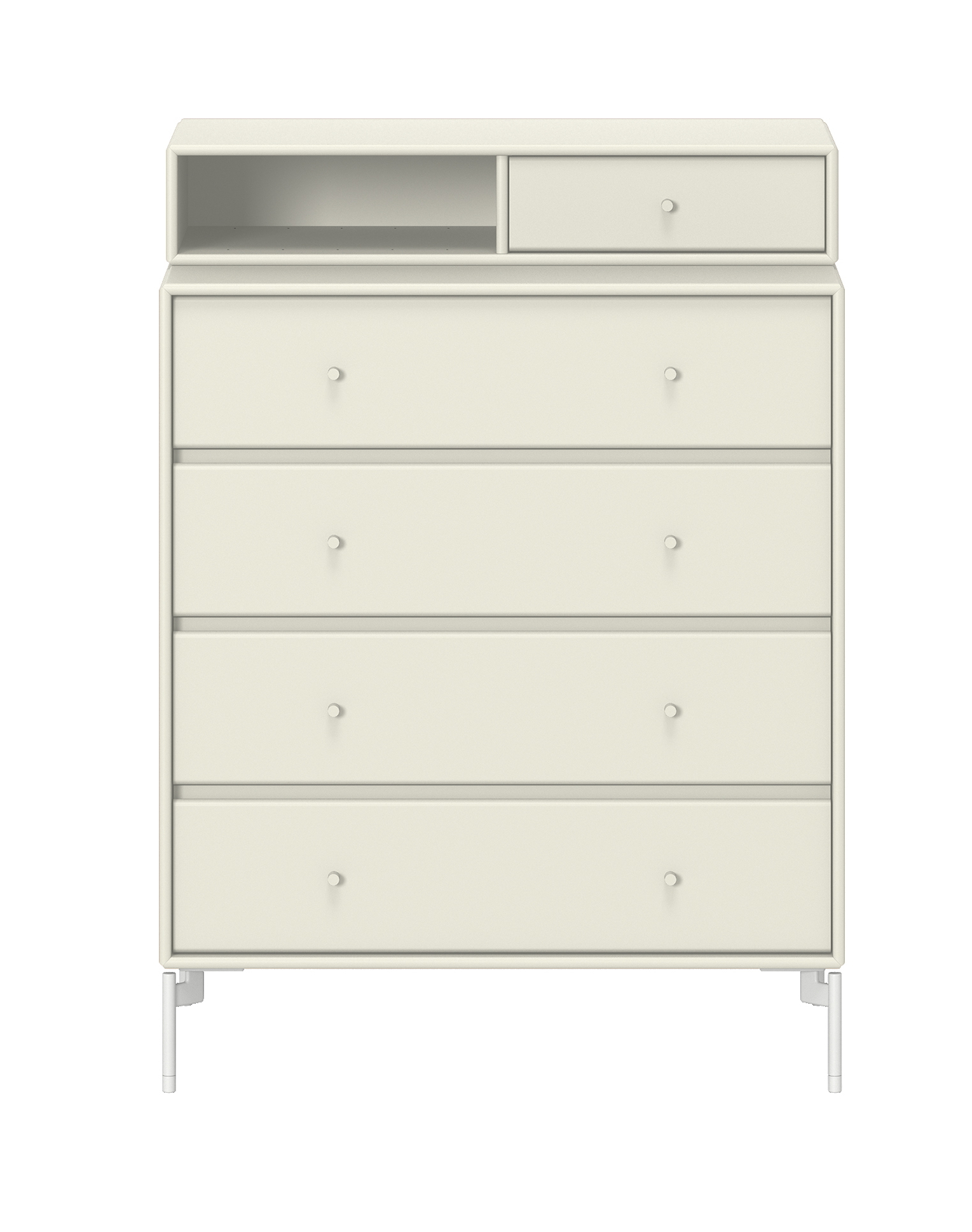 KEEP Kommode in Vanilla: Moderne Kommode mit fünf Schubladen und offenem Fach für Schlafzimmer und Wohnraum.