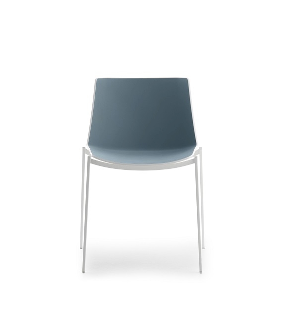 AÏKU Stuhl mit vier Metallbeinen in Weiß, moderner Designstuhl für Esszimmer und Büro.