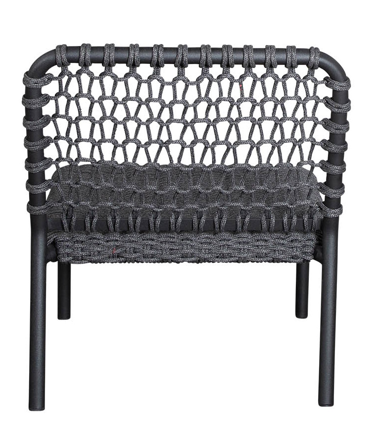 Ocean Sessel: Einzelmodul Outdoor Sessel von Cane-Line mit grauem Geflecht und schwarzem Rahmen.
