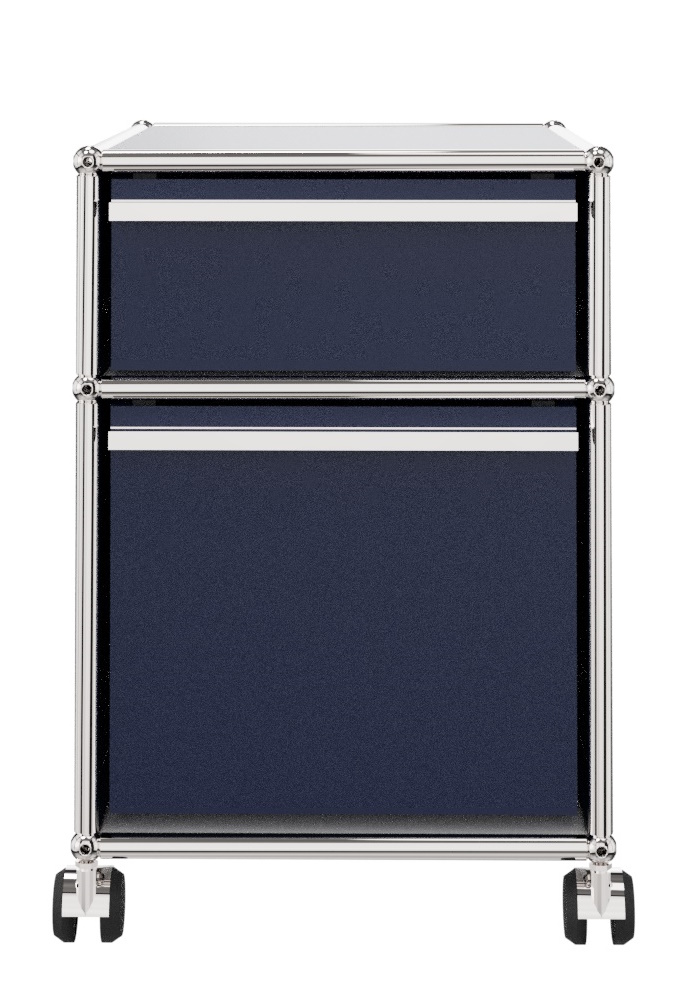 USM Haller Rollcontainer mit Hängeregistratur stahlblau