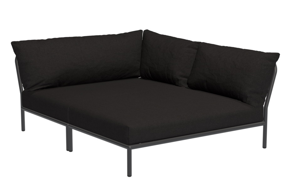 Schwarzes Level Cozy Corner Outdoor Sofa von Houe mit bequemen Kissen und minimalistischem Design.