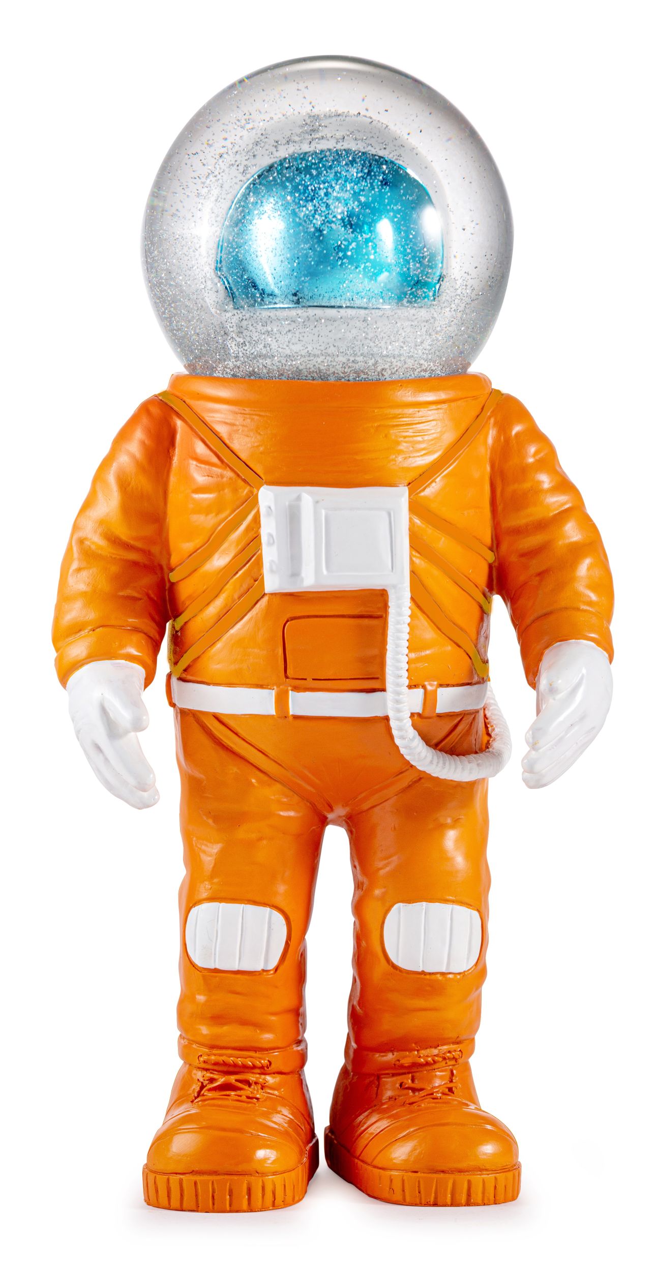 Summerglobes Marstronaut Glitzerkugel: Astronauten-Figur mit Glitzerkugel-Helm in Orange und Weiß. Einzigartige Deko für Weltraum-Fans.