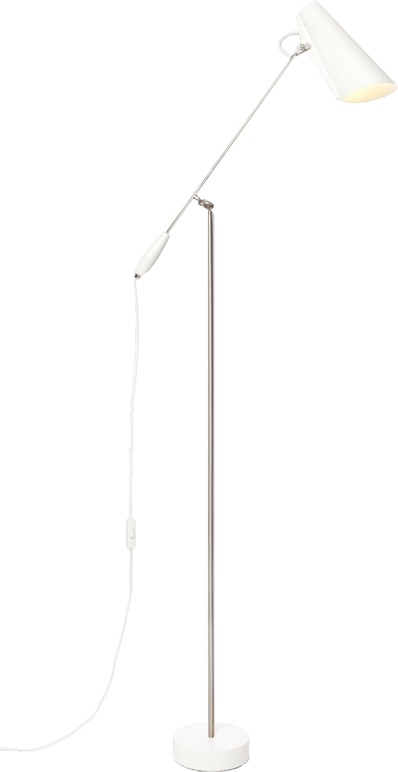 Weiße Birdy Stehleuchte von Northern: Moderne Bodenleuchte mit verstellbarem Lampenschirm für Wohnzimmer und Büro.