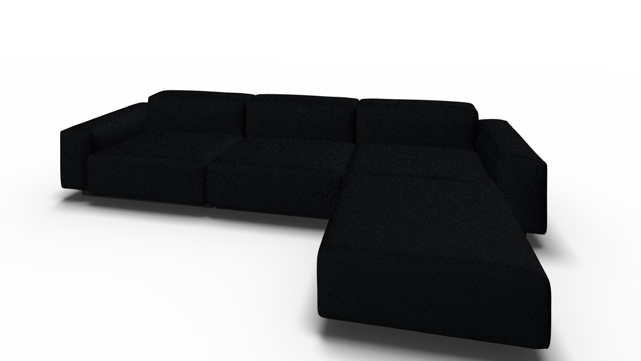 Schwarzes Soft Modular Sofa 3-Sitzer mit Chaise Longue von Vitra, modernes Design für Wohnzimmer.