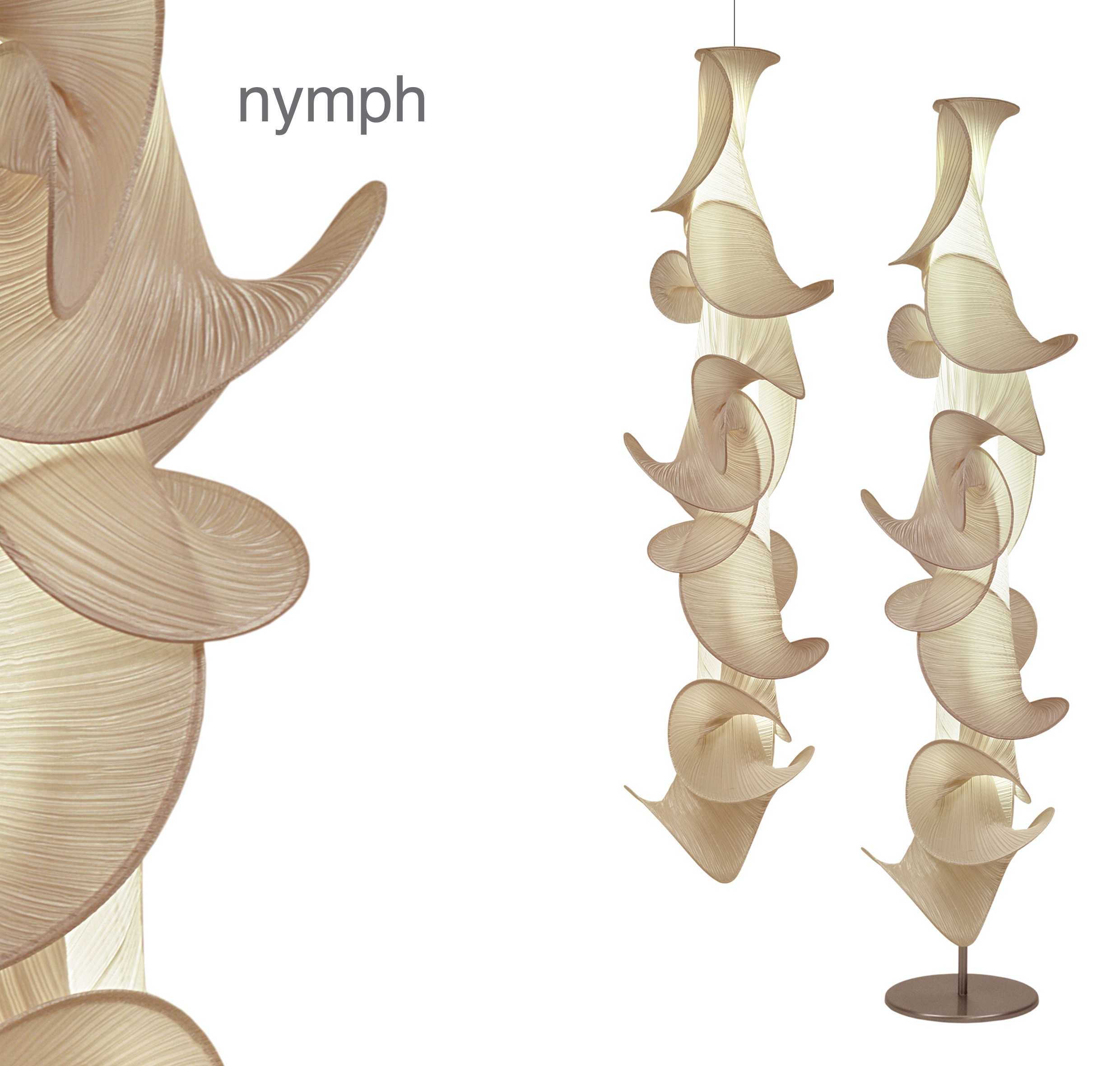 Beige Nymph Stehleuchte von Alexandra Tsoukala, moderne Design Lampe für Wohnzimmer und Schlafzimmer.