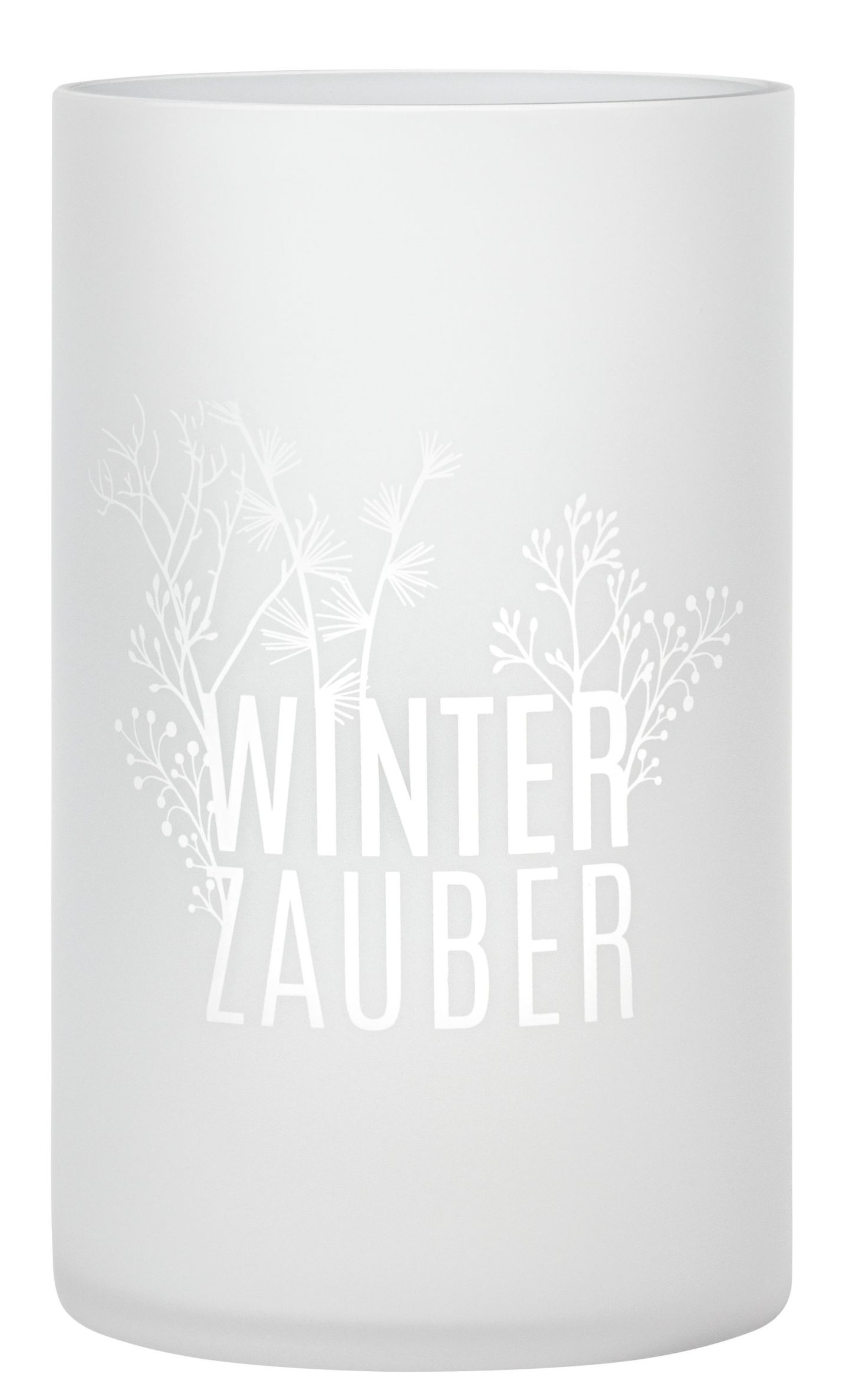 Räder Windlicht Winterzauber, weißes Glas mit Wintermotiven, stimmungsvolle Weihnachtsdekoration für gemütliche Stunden.