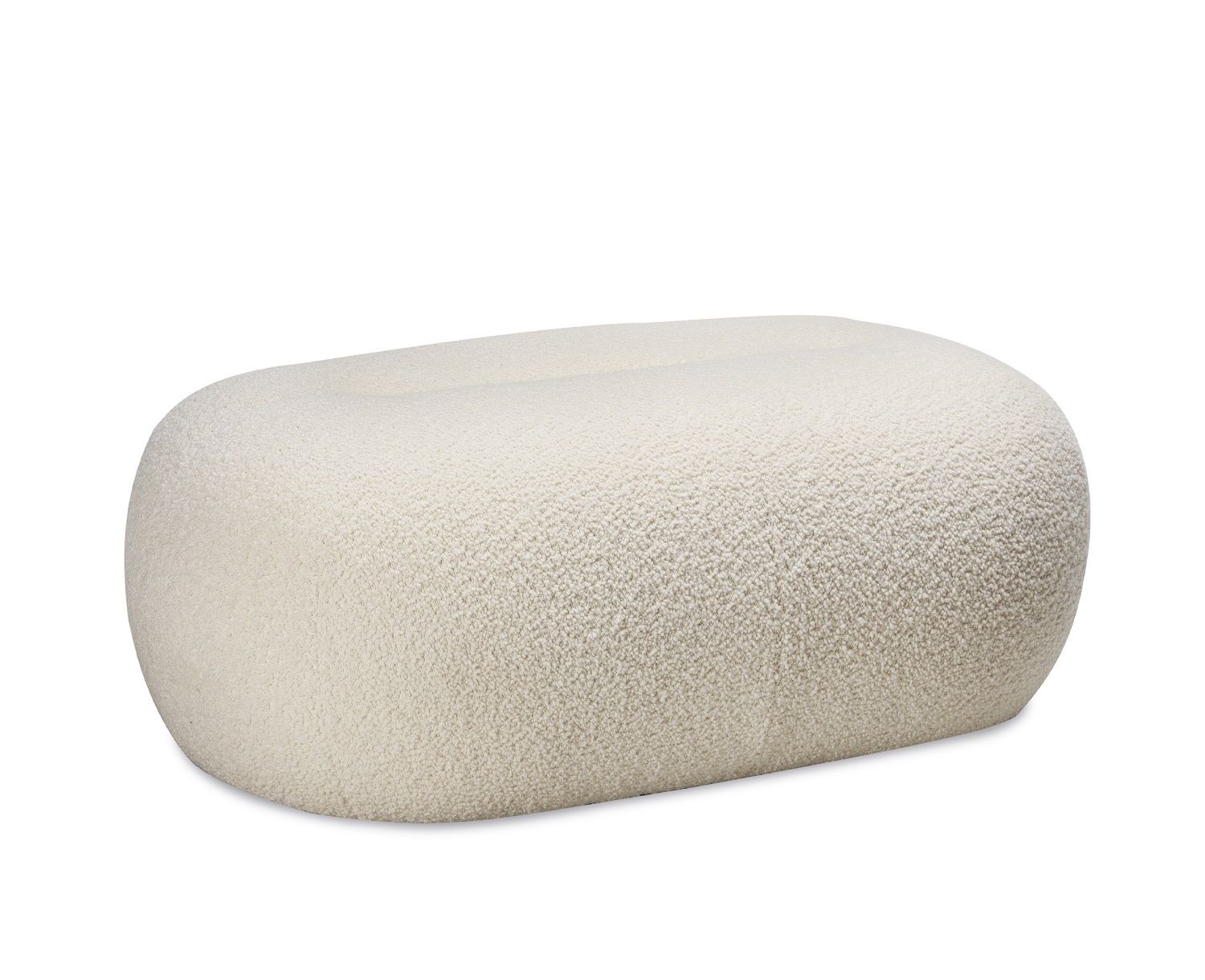 Nana Pouf Hocker von Freifrau Manufaktur, cremefarben, gepolstert und mit weichem Stoff bezogen.