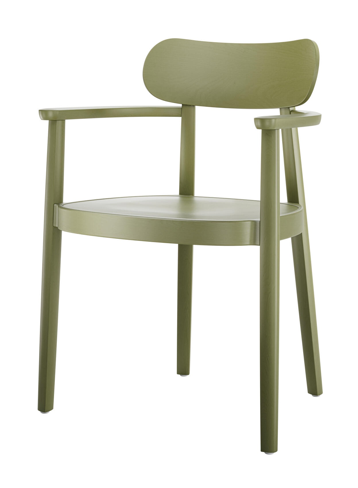 Grüner 118 MFV Holzstuhl mit Armlehnen von Thonet, klassisches Design für Esszimmer und Wohnbereich.