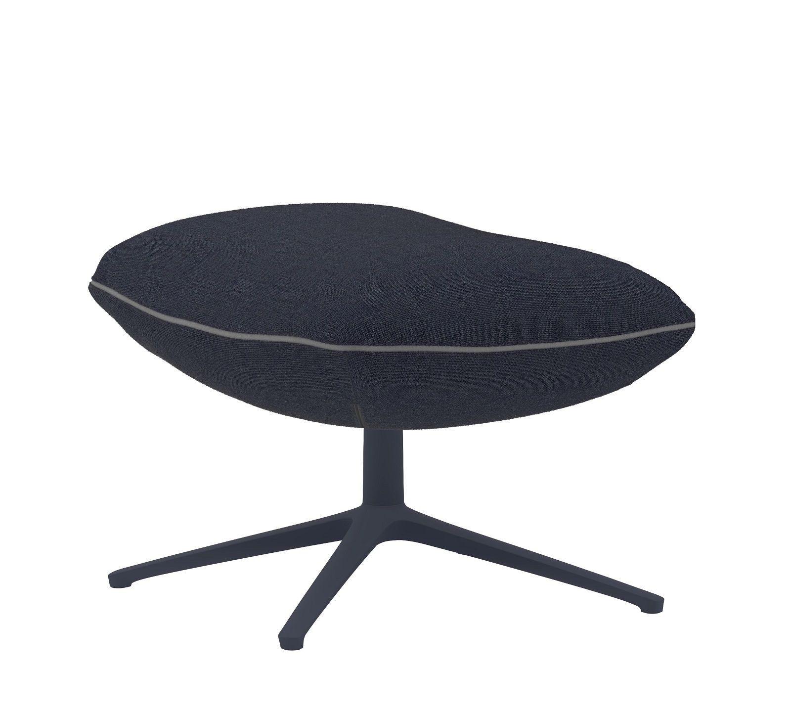 Jalis Lounge Hocker mit blauem Stoffbezug und 4-Fuß Gestell für entspanntes Sitzen.