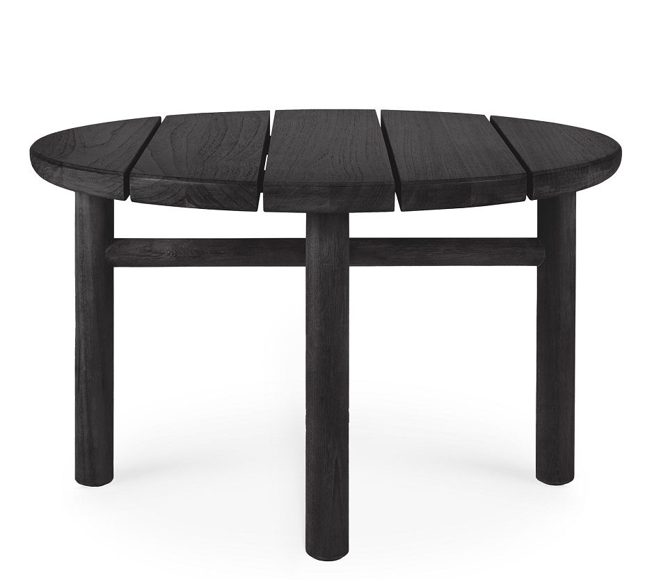 Schwarzer Quatro Outdoor Beistelltisch von Ethnicraft aus Teakholz, ideal für Garten und Terrasse.