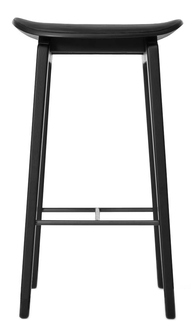 NY11 New York Barhocker von NORR11, Eiche natur, Leder Ultra schwarz, 75 cm.