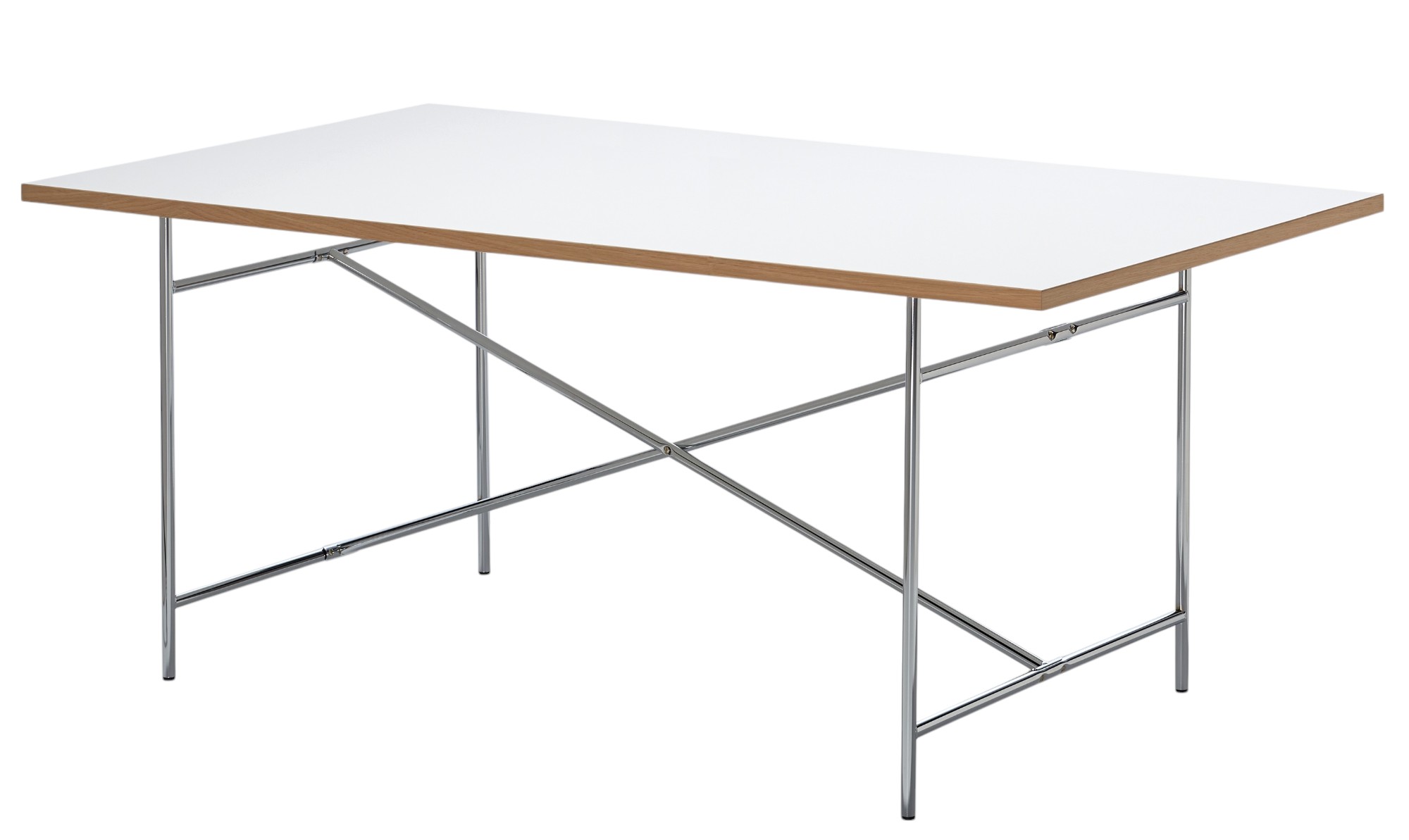 Eiermann Tisch: Weißer Esstisch mit Chromgestell von Richard Lampert für den Innenbereich.