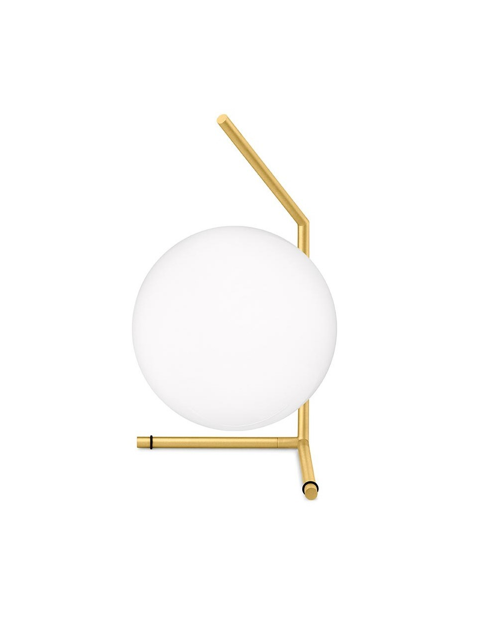 IC Lights Tischleuchte in Messing mit weißem Opalglas-Diffusor für stimmungsvolle Beleuchtung.