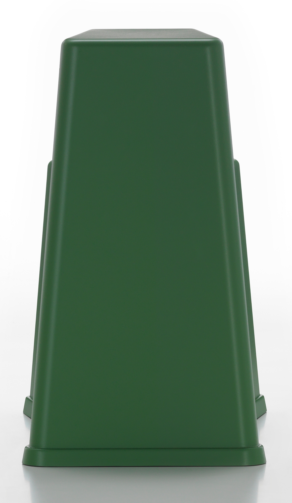 Vorderansicht des Stool Tool Stuhls von Vitra in industriegrün. Hocker und Sitzmöbel.