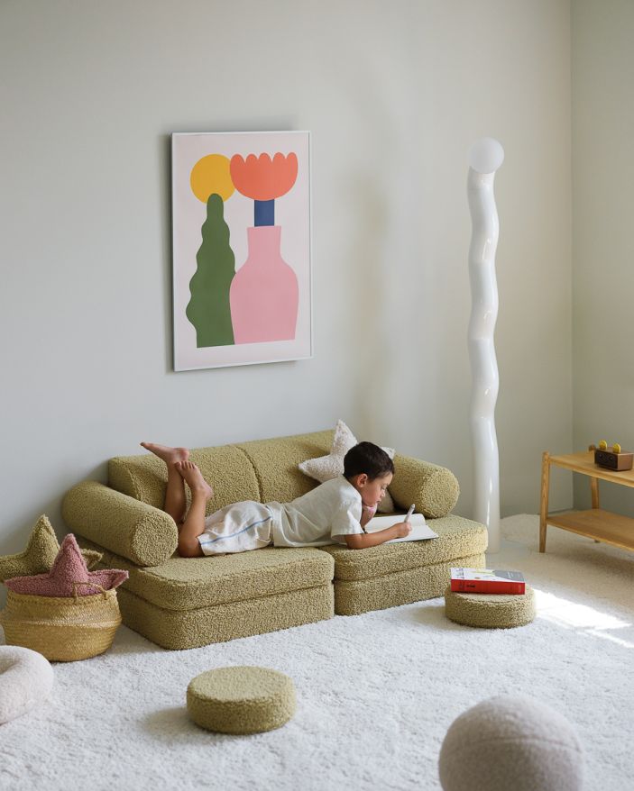 Kinderspielsofa Teddystoff Matcha Wigiwama