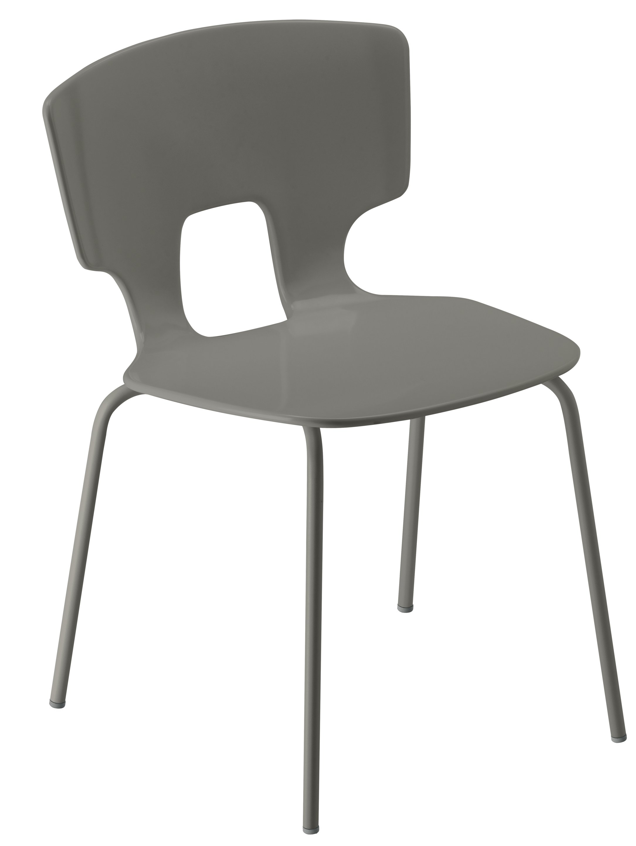 Grauer Erice Chair Stuhl mit Loch in der Rückenlehne, moderner Designstuhl für Esszimmer und Büro.