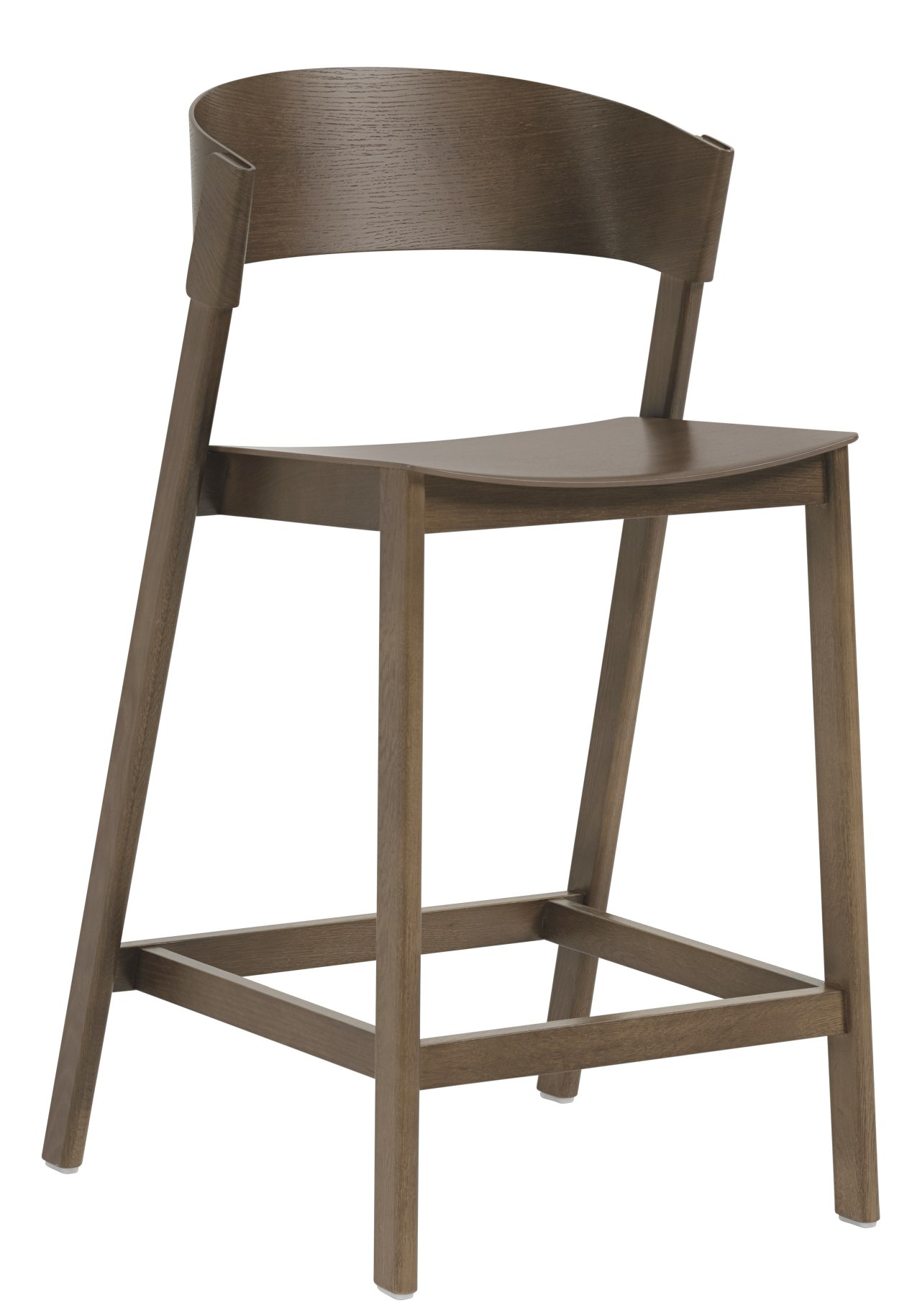 Cover Counterstool Thekenhocker von Muuto, H 65 cm, aus braunem Holz, moderner Barhocker.