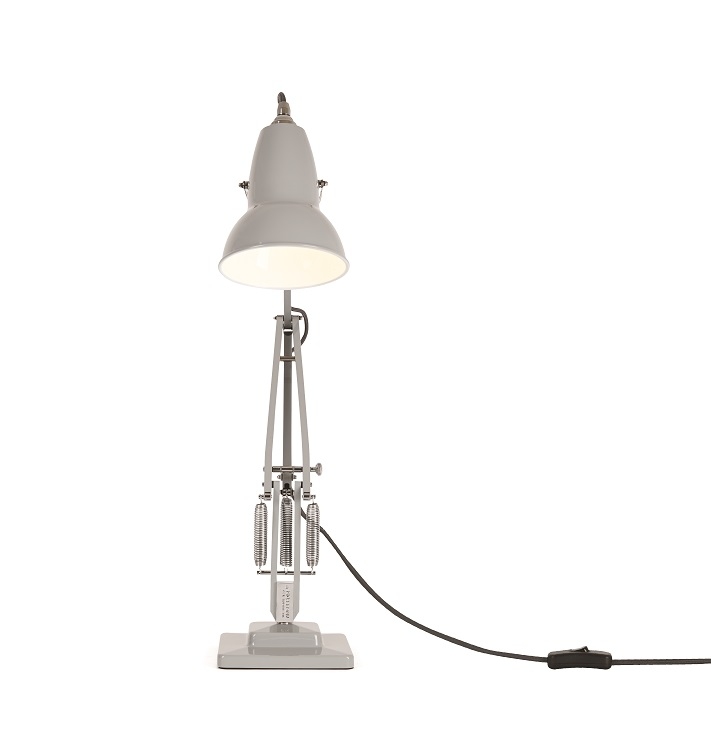 Anglepoise Original 1227 Tischleuchte in Taubengrau: Klassische Schreibtischlampe mit verstellbarem Arm und Lampenschirm.