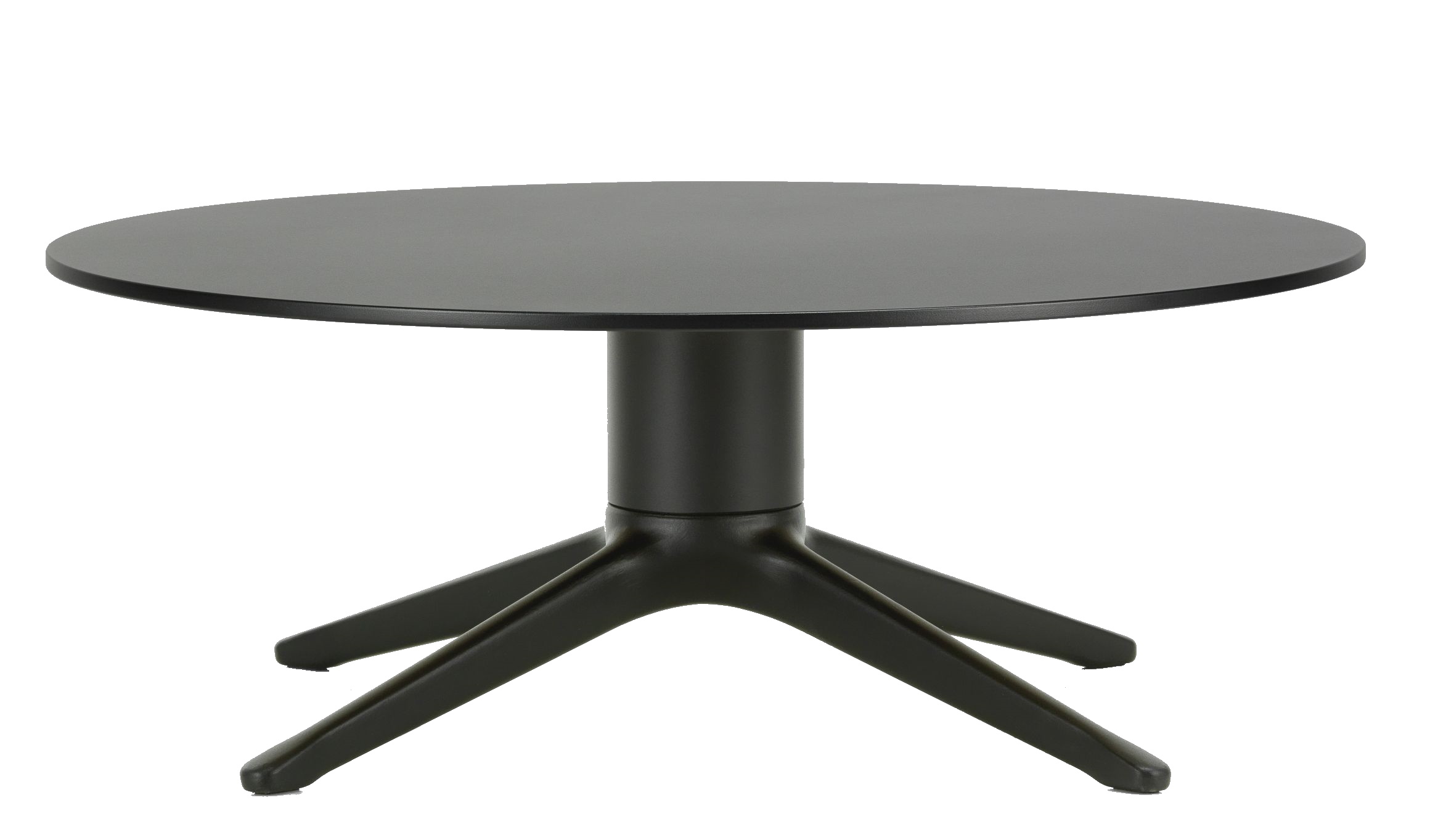 Schwarzer Abalon Table Couchtisch von Vitra mit runder Tischplatte und dreibeinigem Fuß.