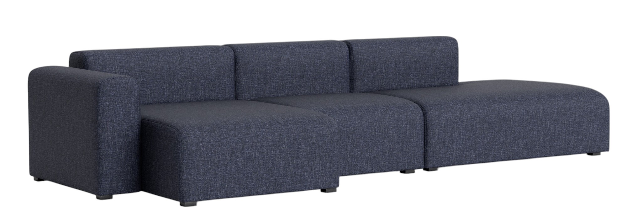 Blaues Hay Mags Sofa 3-Sitzer mit Armlehne links, modernes Design für Wohnzimmer und Lounge.