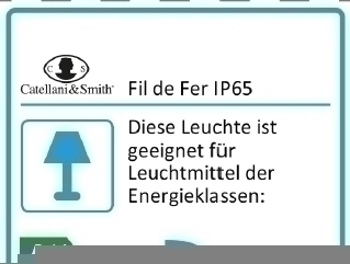 Fil de Fer IP65 LED Bodenleuchte von Catellani & Smith: Detailansicht der Energieeffizienz-Informationen.