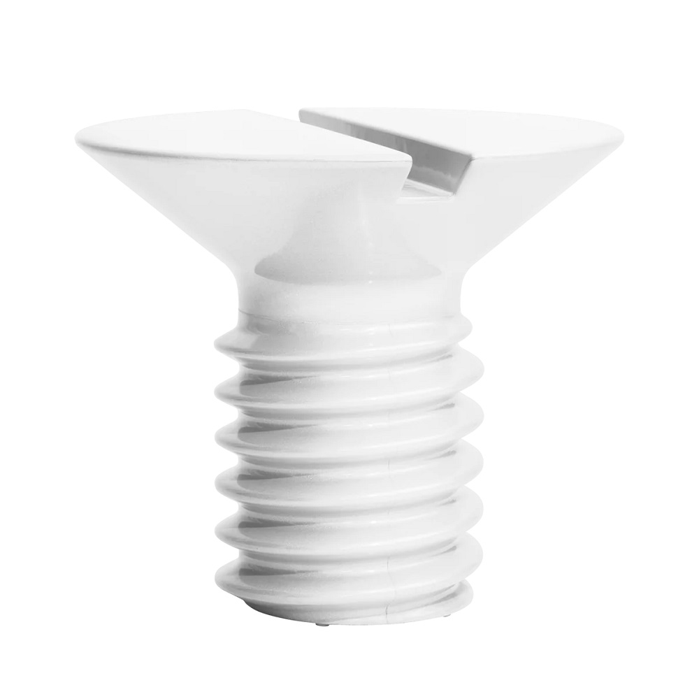 Weißer Screw Tisch von Eero Aarnio Originals, kleiner Beistelltisch in Schraubenform für modernes Wohnen.