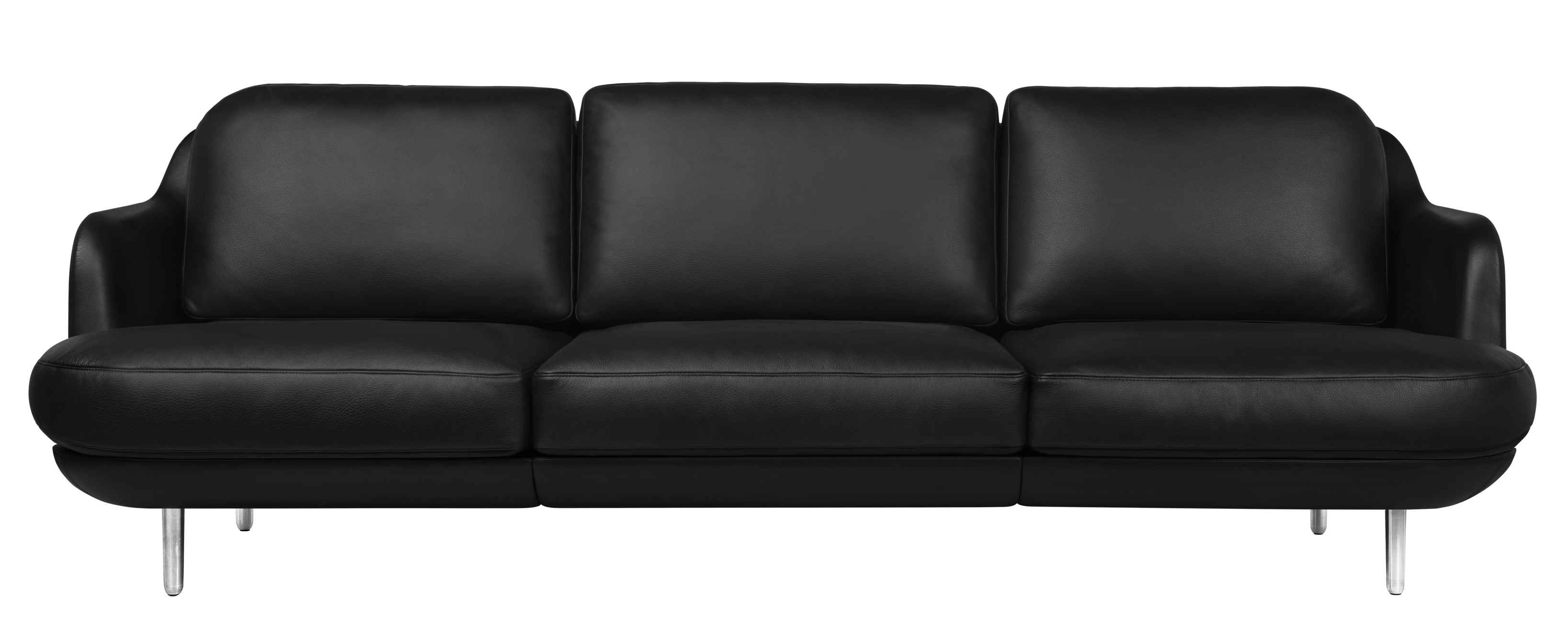 Schwarzes Lune Sofa von Fritz Hansen, ein modernes 3-Sitzer Ledersofa mit minimalistischem Design.