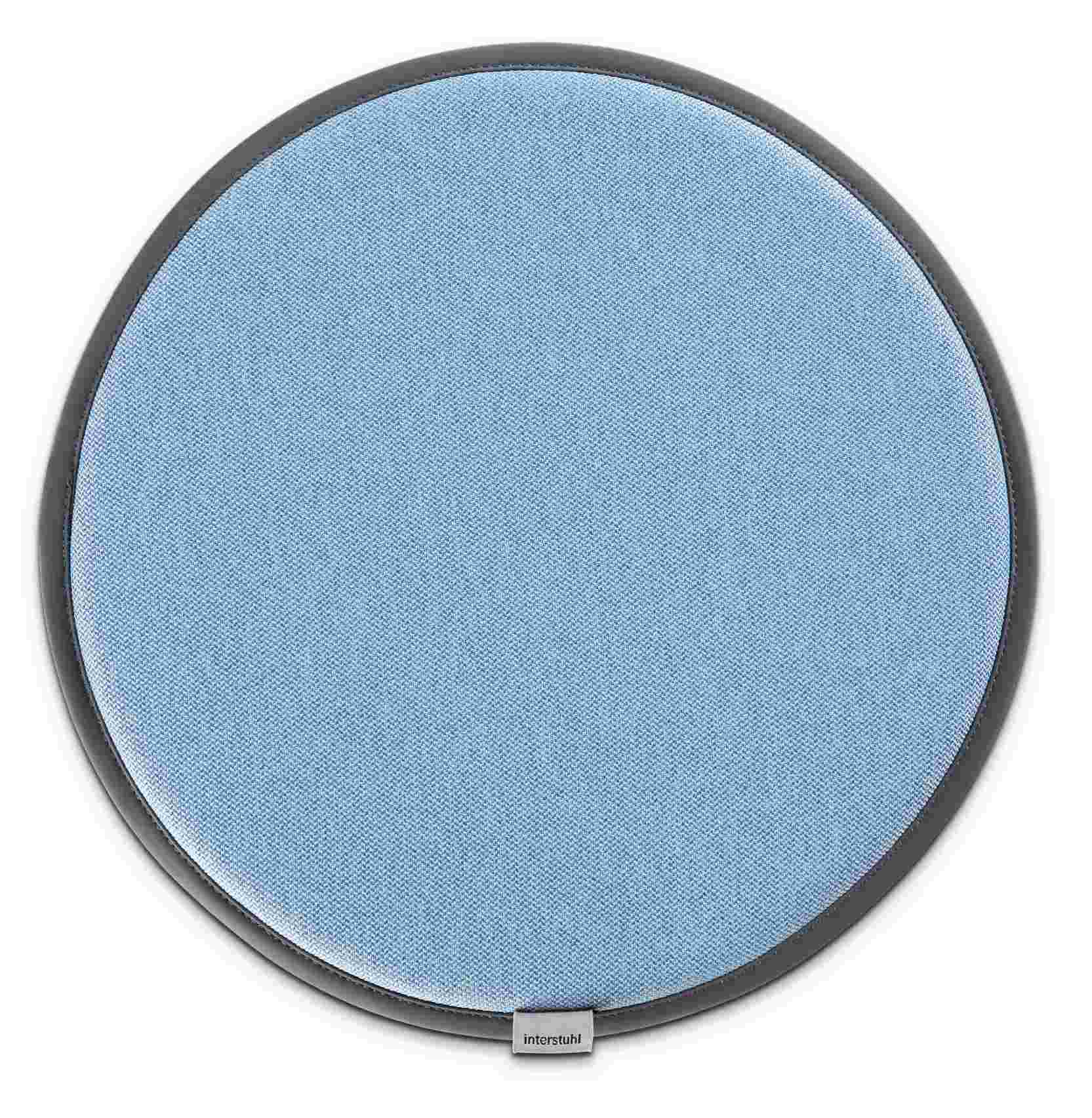 Blaues Sitzkissen für Interstuhl Up Hocker, rund, Textilbezug, bequeme Sitzauflage für ergonomisches Sitzen.
